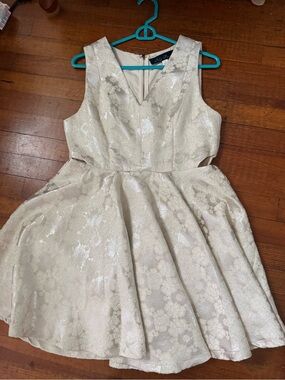 Women’s Shimmery Ivory Floral Party Dress